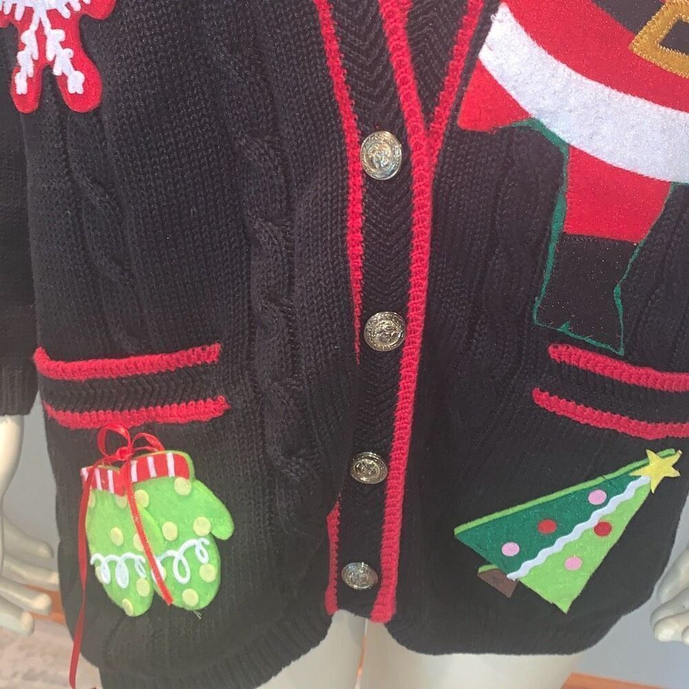 Vintage Jantzen Christmas Santa‎ Holiday Button Down Cardigan Sweater Size XL - Picture 6 of 15